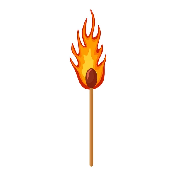Brandende Luciferstick Geïsoleerd Witte Achtergrond Match Icoon Plat Ontwerp Vectorillustratie — Stockvector
