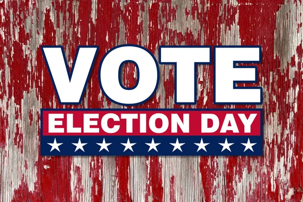 America Vote Election Day Graphic White Text Stars Red Box — Stock Photo, Image