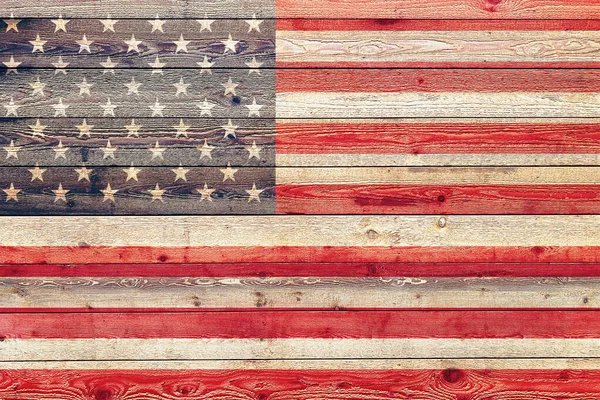 Bandera Americana Descolorida Pintada Gráfico Revestimiento Madera Con Rayas Estilizadas — Foto de Stock