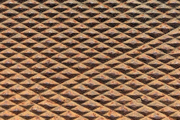Rusty Rusted Vintage Old Diamond Plate Deep Texture Metal Suitable — Stock Photo, Image