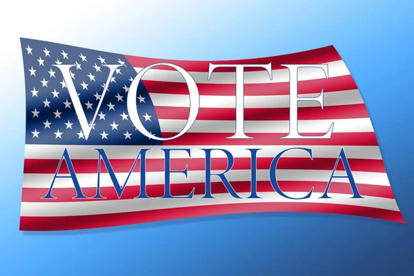 Drapeau Ondulant Avec Vote America Texte Affiche Carte Inviter Diapositive — Photo