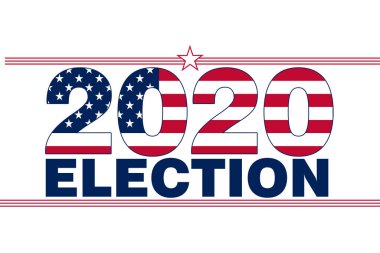 2020 seçim metni ve Amerikan bayrağı yıldızlarla ve çizgilerle örtüşüyor