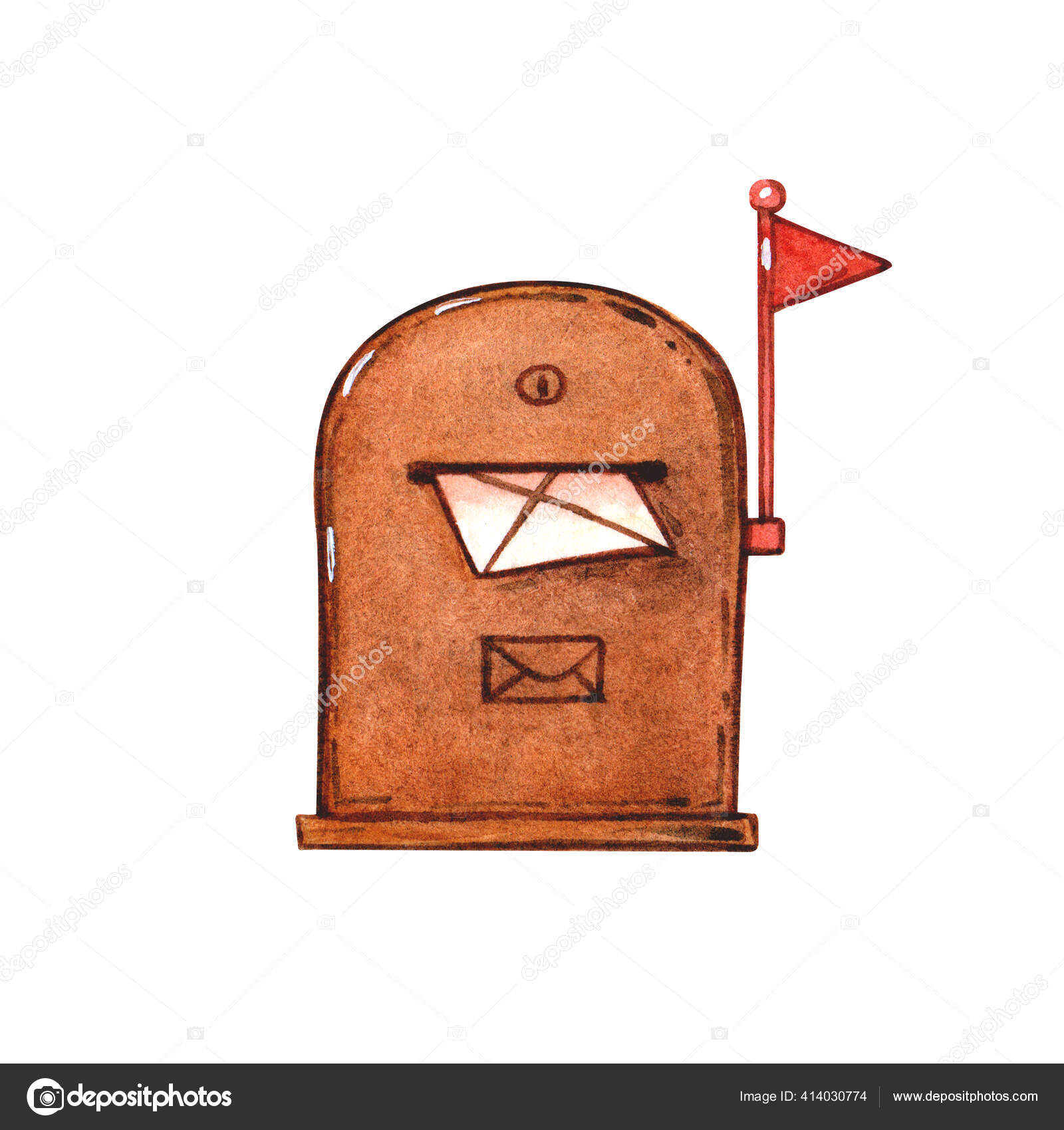 Ilustração Aquarela Desenhada Mão Caixa Correio Com Letra Envelope Papel  Ilustração de ©oriolus_art #414030774, image size:1600x1700