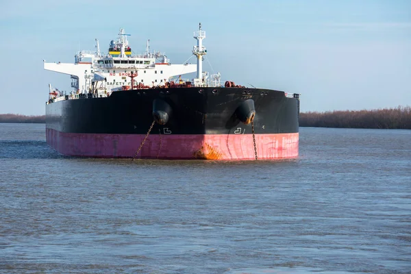 Big Crude Oil Tanker Anchor Mississippi River Royalty Free Stock Photos