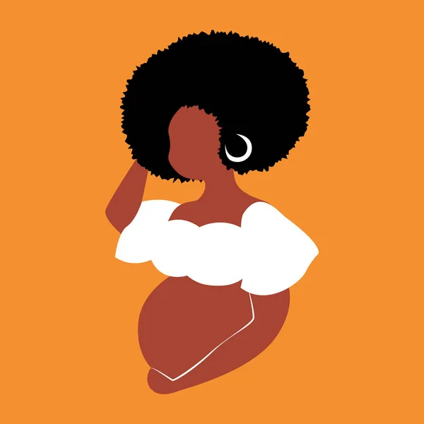 Piel marrón mujer embarazada de estilo plano — Archivo Imágenes Vectoriales