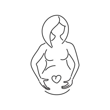 Çizgi sanatı hamile kadın kalp sembolü