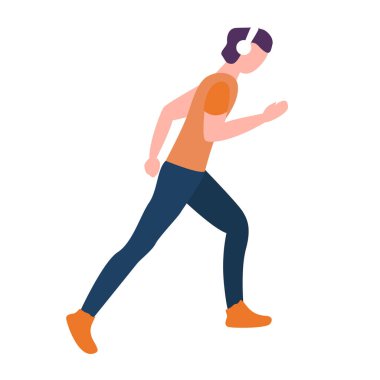 Düz kulaklıklı, koşan adam.