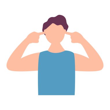 Man plugging both ears with fingers clipart