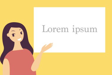 Kopyalama alanını gösteren sevimli bir kadın.