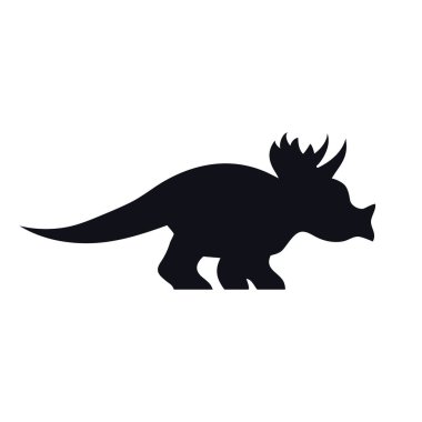 Triceratops beyaz üzerine siyah siluet