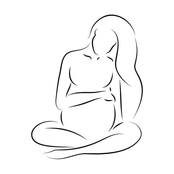 Beautiful silhouette of pregnant woman — Stock Vector