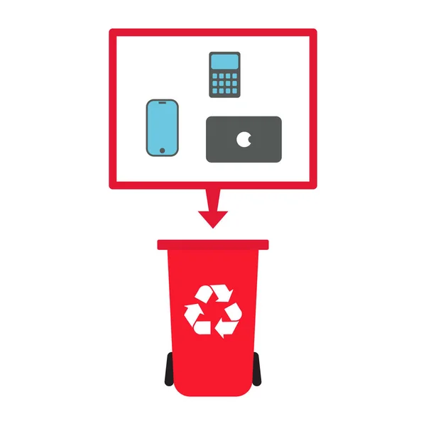Concepto de reciclado seguro de residuos electrónicos — Vector de stock