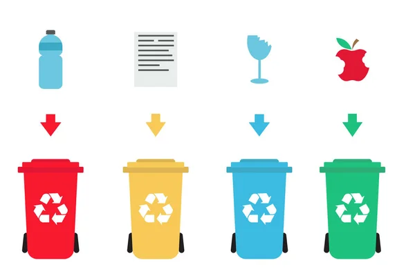 Diferentes tipos de contenedores de residuos — Vector de stock