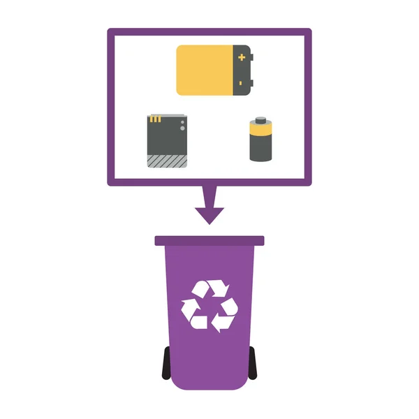 Imagem vetorial conceito de reciclagem de baterias —  Vetores de Stock
