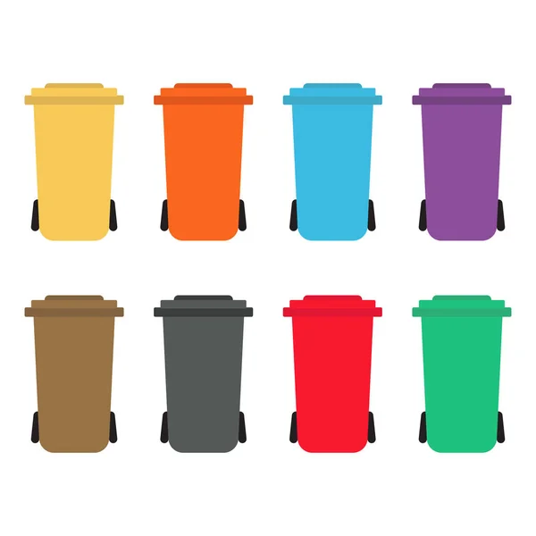 Teplate con cubos de reciclaje de colores conjunto — Vector de stock