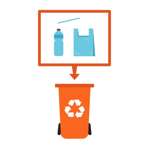 Concepto de segregación de residuos plásticos — Vector de stock