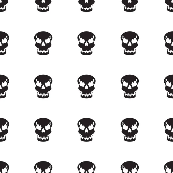 Crânes noirs motif sans couture — Image vectorielle
