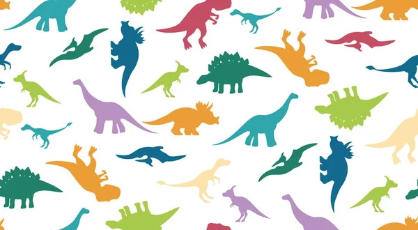 Padrão de dinossauro colorido em branco —  Vetores de Stock