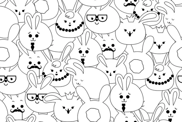 かわいいウサギのキャラクターシームレスなパターン — ストックベクタ