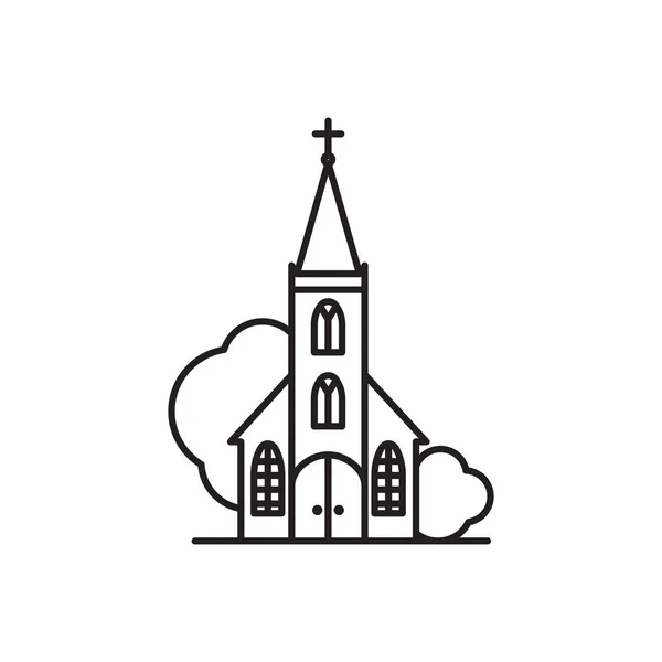 Smukke kirke logo linje kunst – Stock-vektor