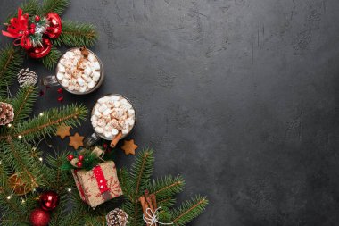 Noel süslemeleri ve kopya alanı metin için arka plan