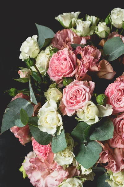 Bouquet of roses and eucalyptus