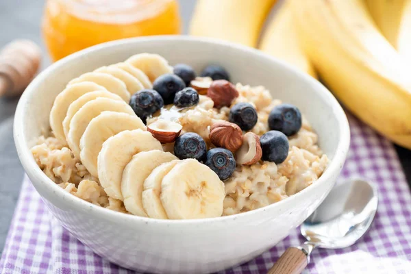 Tasty Oatmeal Porridge Bowl — Stock Photo, Image