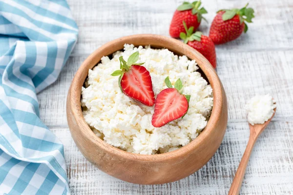 Cottage cheese or curd cheese in bowl