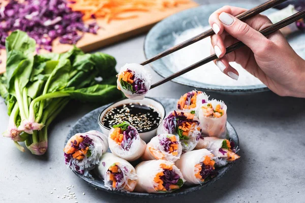 Makan Asian Cuisine Spring Rolls — Stok Foto