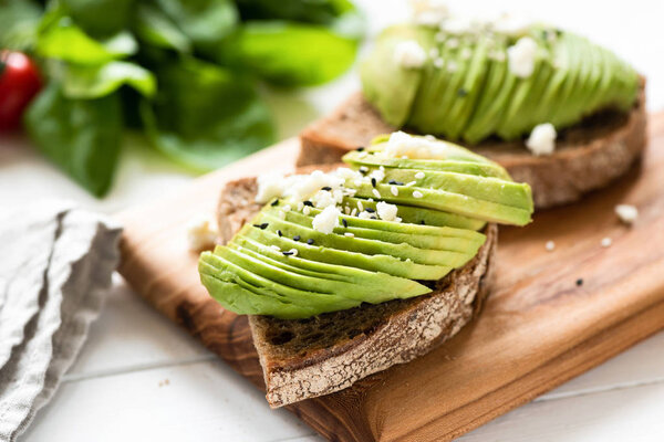 Vegetarian avocado sandwich with seeds