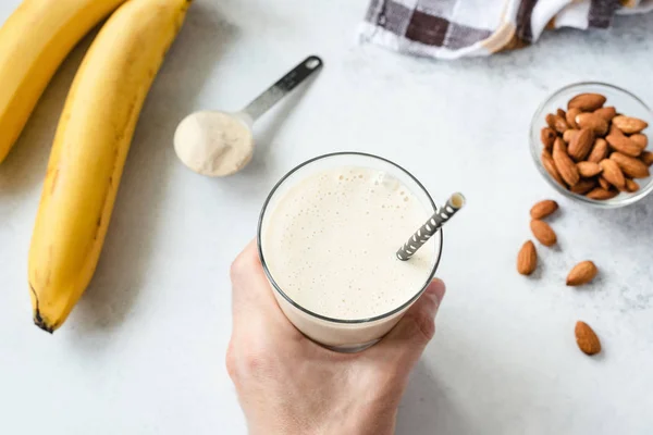 Protein banana milkshake or smoothie