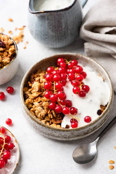 Greek yogurt with oat granola and red berries