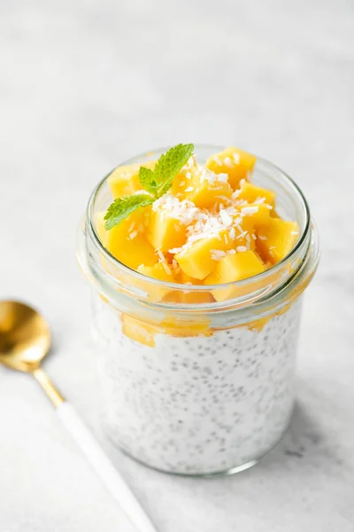 Chia seed pudding with mango and coconut milk