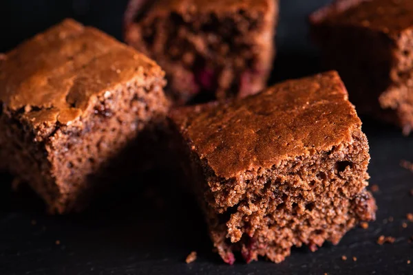 Chocolate brownie quadrados — Fotografia de Stock