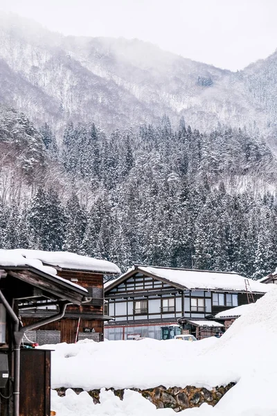 Casa Vista Montaña Detrás Del Villagein Shirakawago Village Japón — Foto de Stock