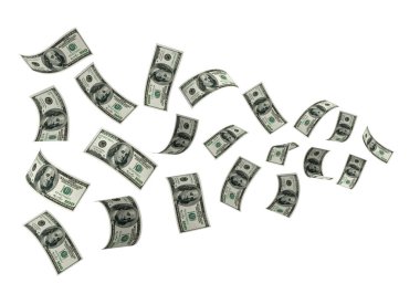 3D Render 100 ABD Doları Kağıt Para Beyaz Arkaplan