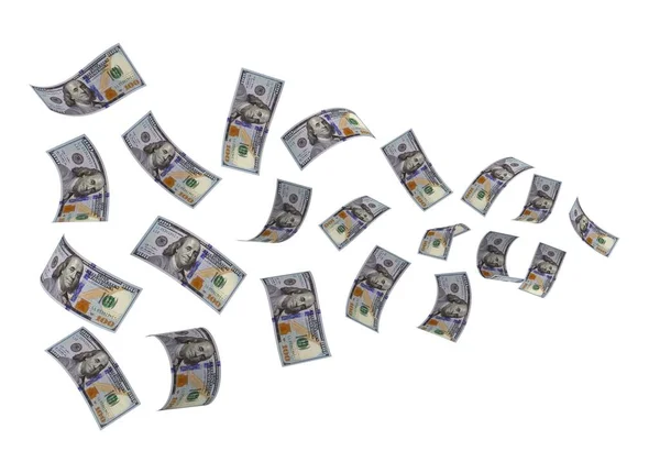 Render 100 Dollar Papiergeld Weißer Hintergrund — Stockfoto