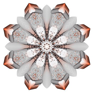 Köşelerinde kalpler olan mandala