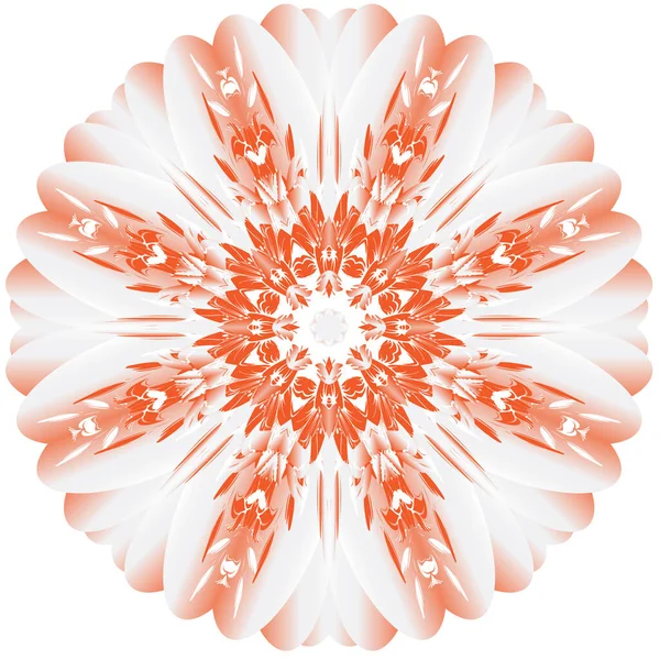 Jemně broskvový květ mandala na bílém pozadí — Stock fotografie