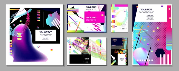 Modern Abstract Covers Set Summer Banners Gradient Shapes Composition Vector — Stock Vector