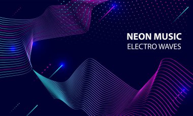 Neon müzik elektro dalgalar soyutlama arka plan kozmos 3d