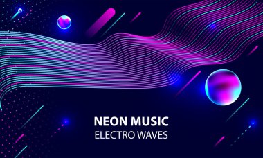 Neon müzik elektro dalgalar soyutlama arka plan kozmos 3d