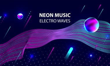 Neon müzik elektro dalgalar soyutlama arka plan kozmos 3d