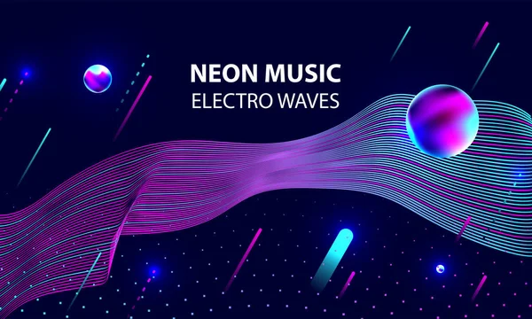 Neon müzik elektro dalgalar soyutlama arka plan kozmos 3d