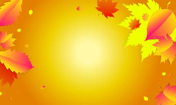 Template Autumn Background Orange Yellow Banner — Stock Vector
