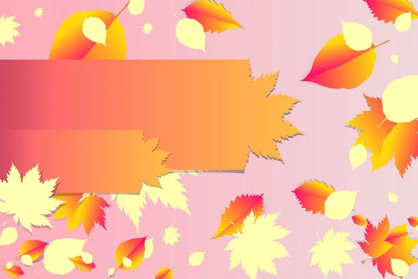 Roze Zachtjes Herfst Bladeren Zachtjes Achtergrond Landschap Illustratie — Stockvector