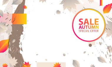Şablon sonbahar arka plan fırçalar turuncu sarı Satılık final. Renk Web afiş sonbahar vektör yaprakları