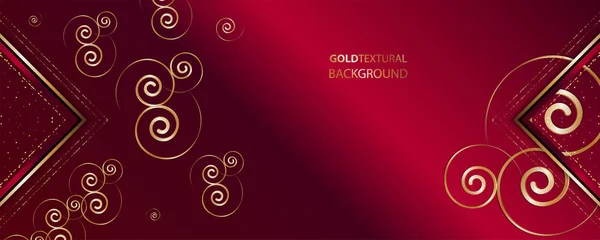 Красный Золотой Абстрактный Фон Роскошный Шаблон Золотой Линии Премиум Векторной — стоковый вектор