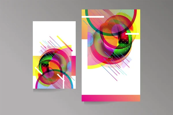 Conjunto Colores Brillantes Bandera Conceptual Arte Futurista Blanco Universo Neón — Vector de stock