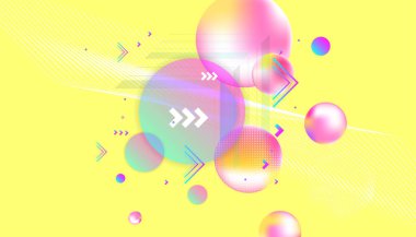 Soyut fütüristik arka plan Yılbaşı 3d renkli topları vektör illüstrasyon inci nazik pastel tonları